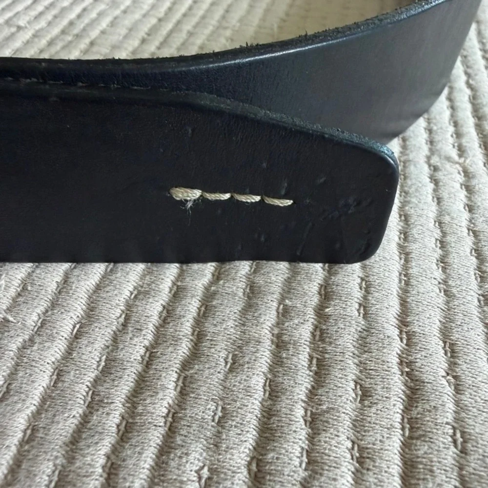 Banana Republic Leather Belt Mens 36 Black Brass Roller Buckle Casual Jeans